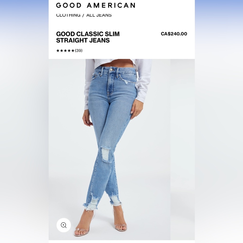 Good American Light Blue Slim Straight Jeans